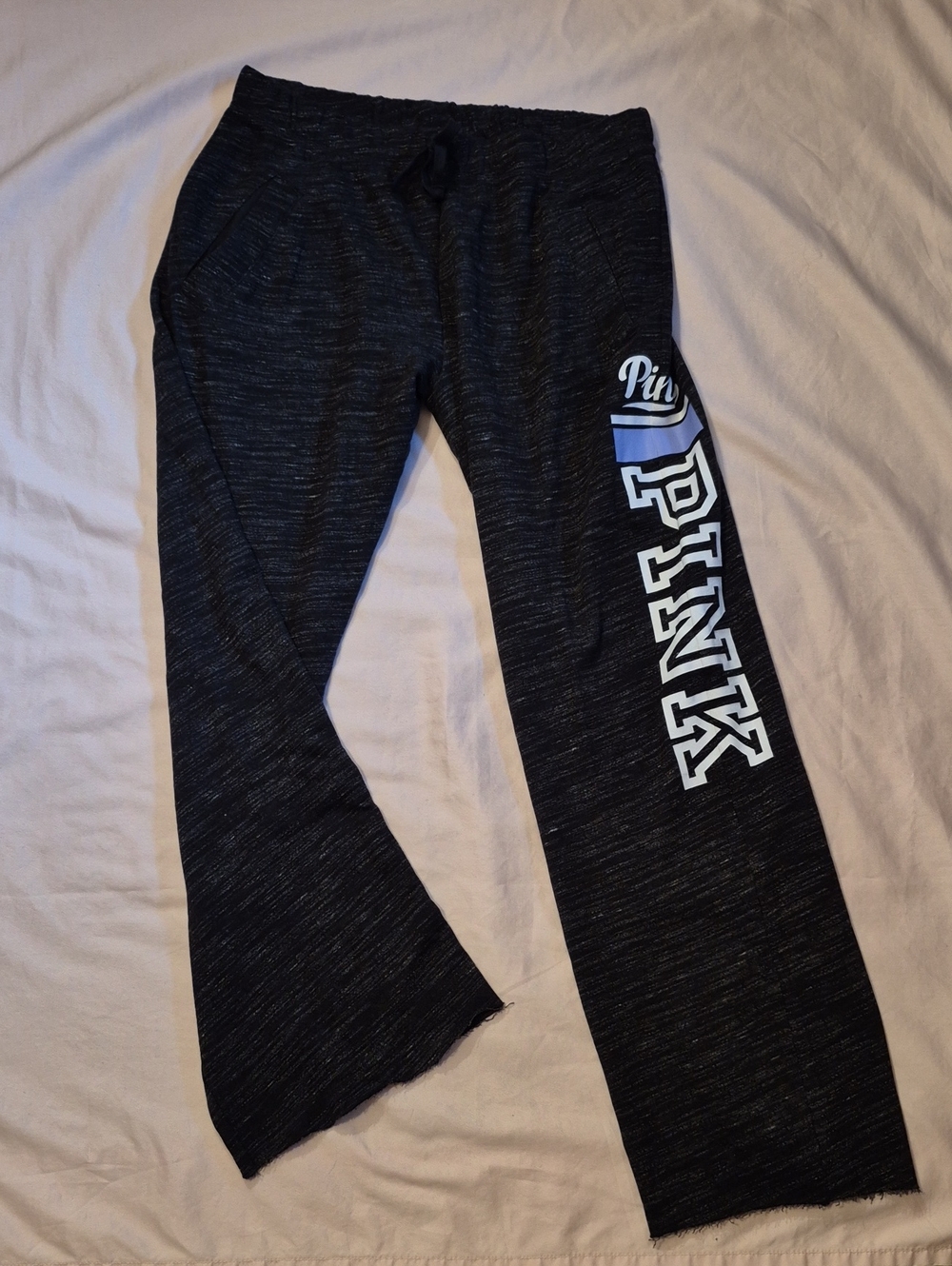 NWOT PINK Victoria's Secret Black Marled Sweatpants with Side Logo